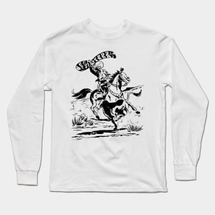 No Background Ink Black Rodeo Western Retro Comic Long Sleeve T-Shirt